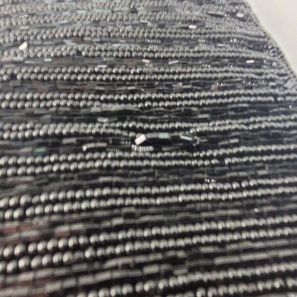 Vintage Delill Black Glass Bead Evening Bag Dress Purse Hand Beaded Snail Chain - Picture 11 of 11